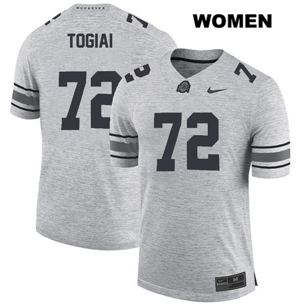 Ohio State Buckeyes Women's Tommy Togiai #72 Gray Authentic Nike College NCAA Stitched Football Jersey GN19K47QK